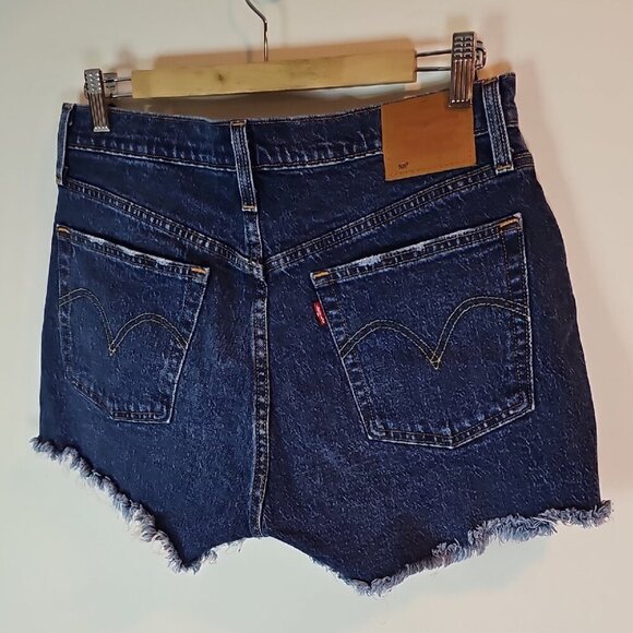 Levi's 501 Blue Distressed Denim Button Fly 32" Waist Jean Shorts - Picture 5 of 13